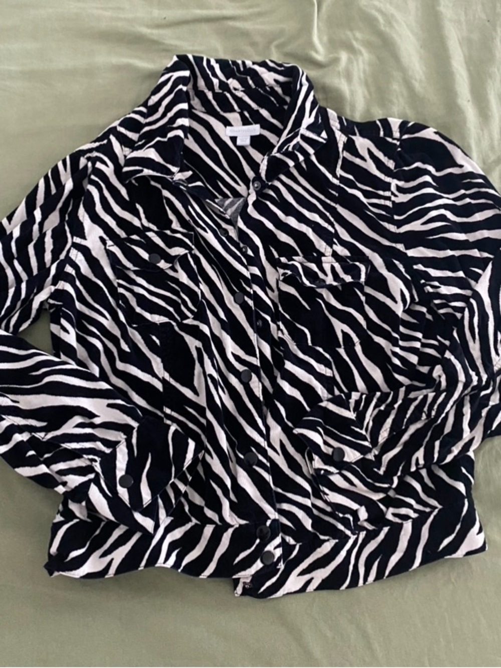 Charter Club Black and White Zebra Print Button-Down Shirt